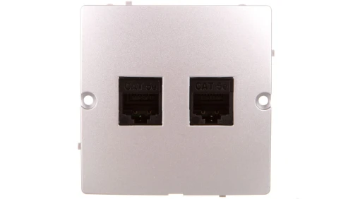 Simon Basic Gniazdo komputerowe podwójne RJ45 kat. 5e srebrny mat BMF52.02/43