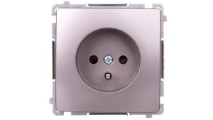 Simon Basic Gniazdo pojedyncze z/u z przesłonami stal inox BMGZ1Z.01/21