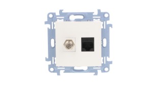 Simon 10 Gniazdo antenowe + komputerow typu F + RJ45 kat.5e białe CASFRJ455.01/11