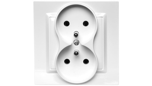Simon 10 Gniazdo podwójne z/u MONOBLOCK 16A, 250V białe CGZ2/11