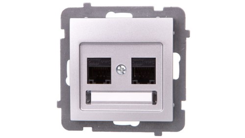AS Gniazdo komputerowe podwójne RJ45 kat.5e MMC srebro GPK-2G/K/m/18