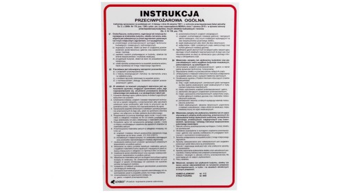 Tabliczka ostrzegawcza PCV /Instrukcja przeciwpożarowa ogólna/ IP02/P