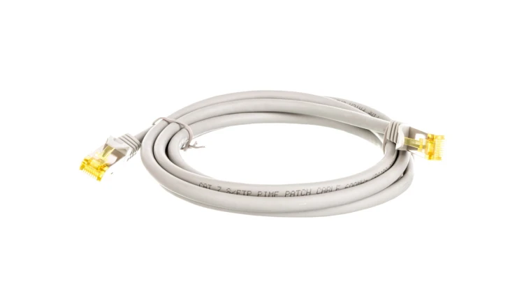 Kabel krosowy patchcord S/FTP (PiMF) kat.6A LSZH szary 2m 91603
