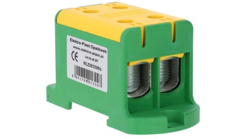 Blok rozdzielczy-odgałęźny 2x1-biegun AL/CU 16-95mm2 żółto-zielony montaż płaski i na szynę TH WLZ35/2x95/z 48.297