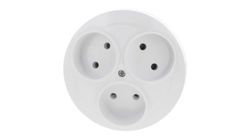OPAL Gniazdo potrójne b/u /montaż w PK60/ białe PT-35 Op