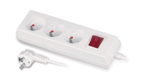 Gniazdo przenośne trzykrotne 16A 2P+Z 250V z wyłącznikiem białe GN-370WS