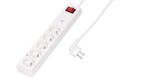 Listwa przeciwprzepięciowa PS-5PF z filtrem 5-gniazd z/u 10A 1,5m /OMY 3x1/ biała