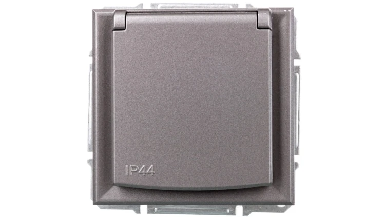 ASFORA Gniazdo 2P+PE IP44 do systemu ramkowego stal EPH2800662