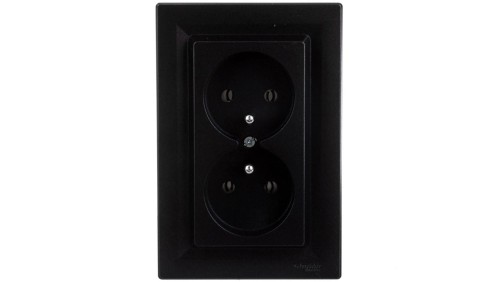 Gniazdo 2x2P+PE Asfora antracyt z ramką EPH9800271