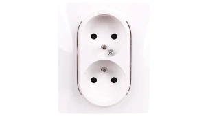 NILOE Gniazdo podwójne z/u kompaktowe 16 A 250V z przesłonami białe 764541