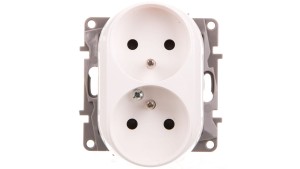 NILOE Gniazdo podwójne z/u do ramek wielokrotnych z przesłonami białe 764542