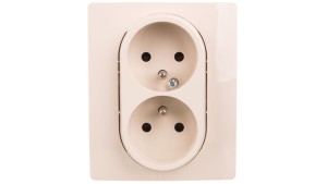 NILOE Gniazdo podwójne z/u kompaktowe 16 A 250 Vz przesłonami kremowe 764641