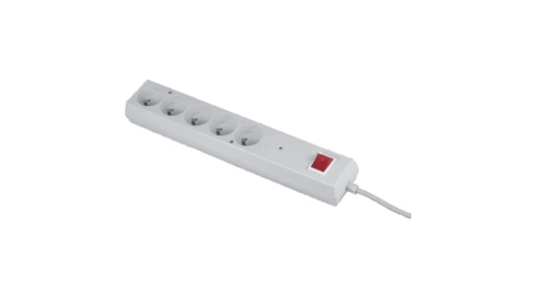 Listwa przeciwprzepięciowa PS-5P 5-gniazd z/u 10A 1,5m /OMY 3x1/ biała