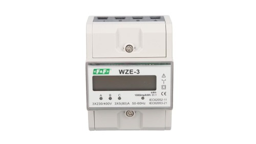 Trójfazowy licznik zużycia energii bezpośredni 80A, zgodność z MID WZE-3