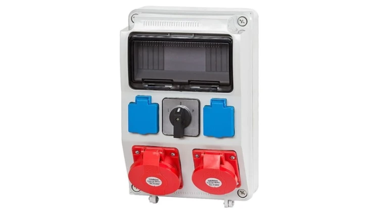 Rozdzielnica budowlana RZYM 1x5P 16A 1x5P 32A 2x2P+Z przełącznik L-P 9 modułów ITALINE ITA00124 ELIT50534