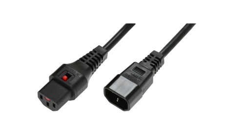 Kabel przedłużający zasilający 3x1 IEC C14/IEC C13 prosty M/Ż czarny IEC-PC1021 /2m/