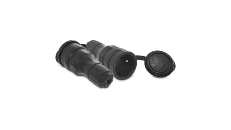 Gniazdo przenośne z klapką 16A 2P+Z 250V IP54 czarny GN-54 W-97448
