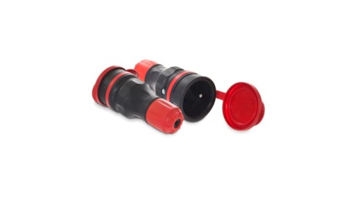 Gniazdo przenośne z klapką 16A 2P+Z 250V IP54 czarny/czerwony GN-54 W-97978