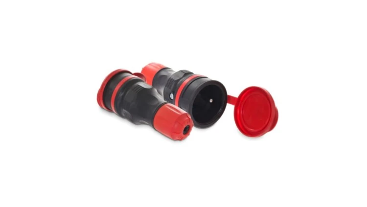 Gniazdo przenośne z klapką 16A 2P+Z 250V IP54 czarny/czerwony GN-54 W-97978