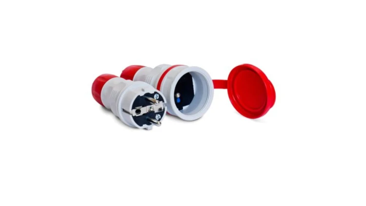 Zestaw EXTREM wtyczka + gniazdo 16A 2P+Z 250V IP54 szary/czerwony ZWG-54