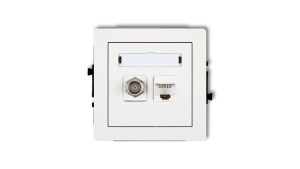 DECO Gniazdo antenowe pojedyncze typu F (SAT) + gniazda komputerowe pojedyncze 1xRJ45 kat. 5e 8-stykowy biały DGFK-1