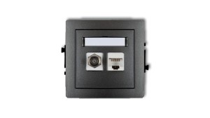 DECO Gniazdo antenowe pojedyncze typu F (SAT) + gniazda komputerowe pojedyncze 1xRJ45 kat. 5e 8-stykowy grafitowy 11DGFK-1 yy