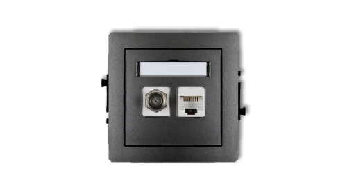 DECO Gniazdo antenowe pojedyncze typu F (SAT) + gniazda komputerowe pojedyncze 1xRJ45 kat. 5e 8-stykowy grafitowy 11DGFK-1 yy