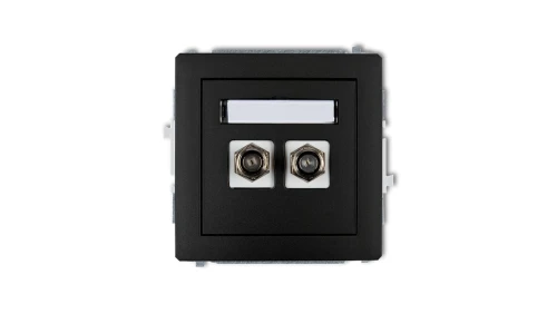 DECO Gniazdo antenowe podwójnego typu F (SAT) niklowany czarny mat 12DGF-2