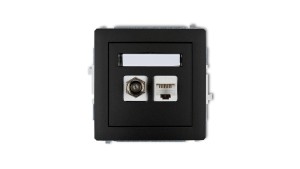 DECO Gniazdo antenowe pojedyncze typu F (SAT) + gniazda komputerowe pojedyncze 1xRJ45 kat. 5e 8-stykowy czarny mat 12DGFK-1