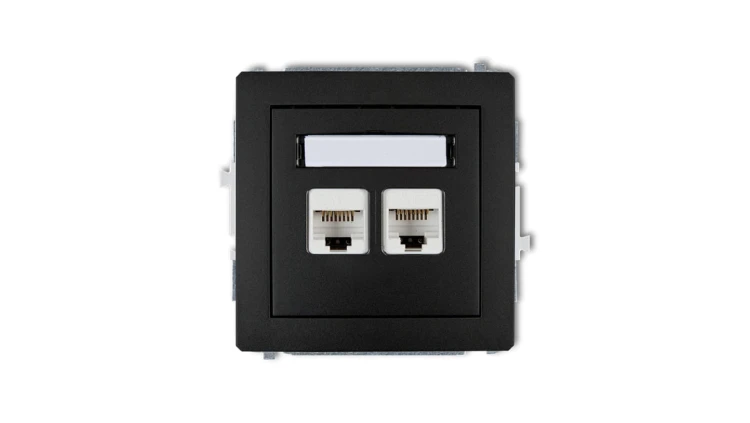 DECO Gniazda komputerowe podwójne 2xRJ45, kat. 5e, 8-stykowy czarny mat 12DGK-2