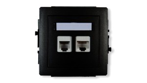 DECO Gniazda telefoniczne pojedyncze 1xRJ11 + komputerowego pojedynczego 1xRJ45, kat. 5e, 8-stykowy, beznarzędziowe czarny mat 1