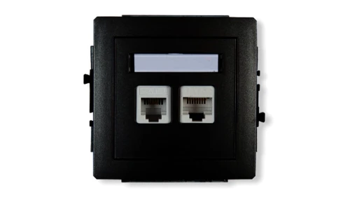 DECO Gniazda telefoniczne pojedyncze 1xRJ11 + komputerowego pojedynczego 1xRJ45, kat. 5e, 8-stykowy, beznarzędziowe czarny mat 1
