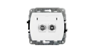 TREND Gniazdo antenowe podwójnego typu F (SAT) niklowany biały GF-2