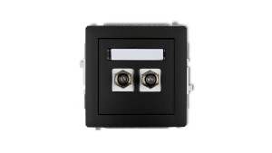 DECO Gniazdo antenowe podwójnego typu F (SAT) pozłacany czarny mat 12DGF-2.1