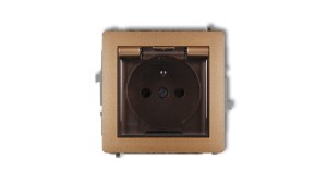 DECO Gniazdo bryzgoszczelne z/u (klapka dymna) złoty metalik 8DGPB-1zdp