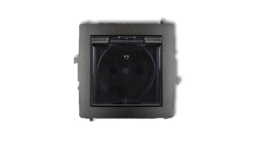 DECO Gniazdo bryzgoszczelne z/u (klapka dymna) grafitowy 11DGPB-1zdp