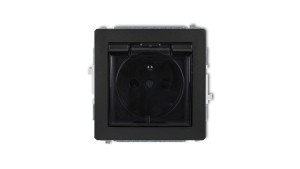DECO Gniazdo bryzgoszczelne z/u (klapka dymna) czarny mat 12DGPB-1zdp