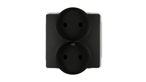 DECO Gniazdo podwójne b/u czarny mat 12DGPR-2p