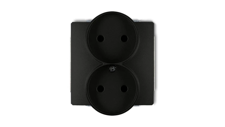 DECO Gniazdo podwójne b/u czarny mat 12DGPR-2p