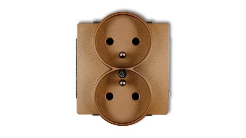 DECO Gniazdo podwójne z/u złoty metalik 8DGPR-2zp