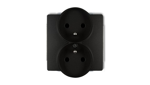 DECO Gniazdo podwójne z/u czarny mat 12DGPR-2zp