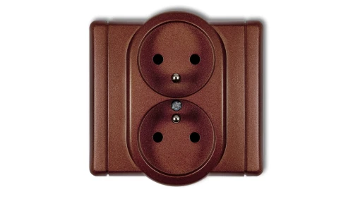 FLEXI Gniazdo podwójne z/u brązowy metalik 9FGP-2zp