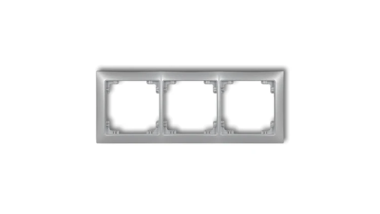 DECO Ramka uniwersalna potrójna z tworzywa DECO Soft srebrny metalik 7DRSO-3