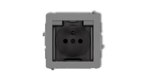 DECO Gniazdo bryzgoszczelne z/u (klapka dymna) szary mat 27DGPB-1zdp