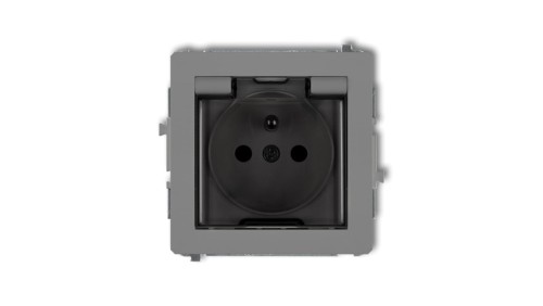 DECO Gniazdo bryzgoszczelne z/u (klapka dymna) szary mat 27DGPB-1zdp