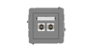 DECO Gniazdo antenowe podwójny typu F (SAT) niklowany szary mat 27DGF-2