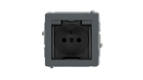 DECO Gniazdo bryzgoszczelne z/u (klapka dymna) grafitowy mat 28DGPB-1zdp