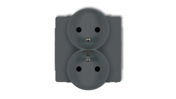 DECO Gniazdo podwójne do ramki z/u grafitowy mat 28DGPR-2zp
