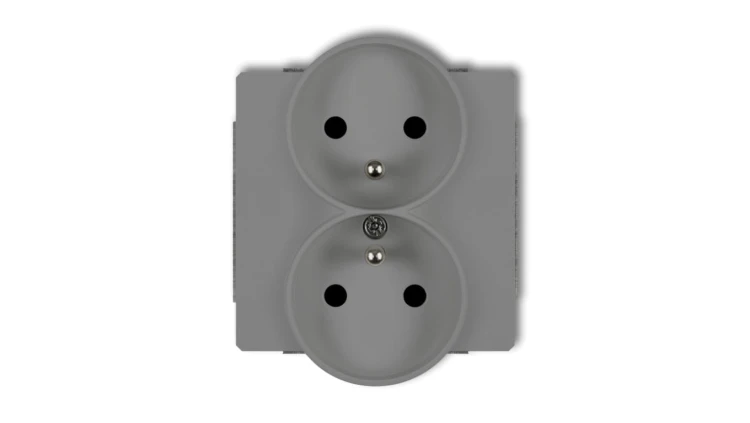 DECO Soft Gniazdo podwójne z/u do ramki szary mat 27DGPRSO-2zp