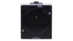 SENIOR Gniazdo pojedyncze z uziemieniem 2P+Z (klapka dymna) czarny 12GHS-1d